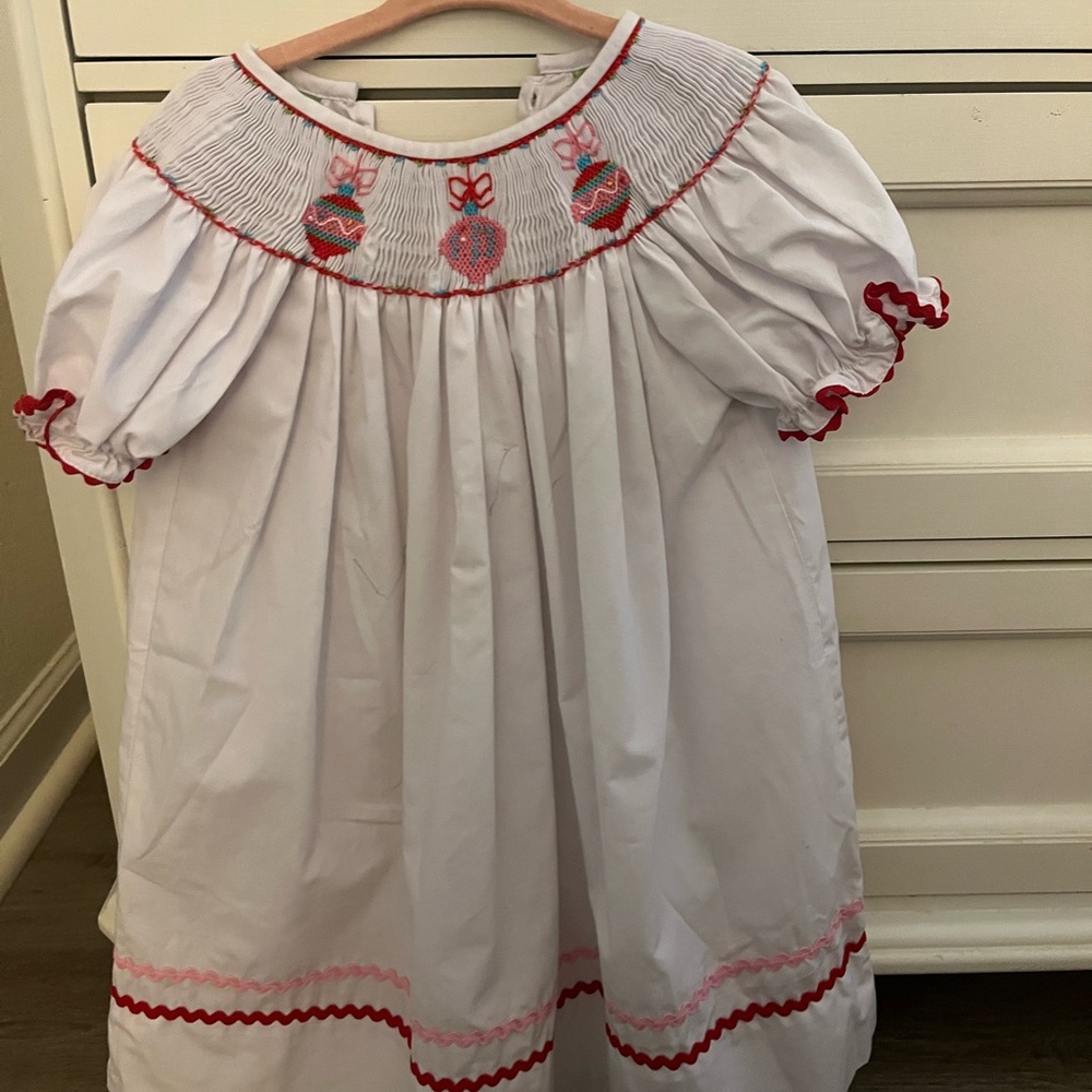 White Dress with Red and Pink Embroidery
